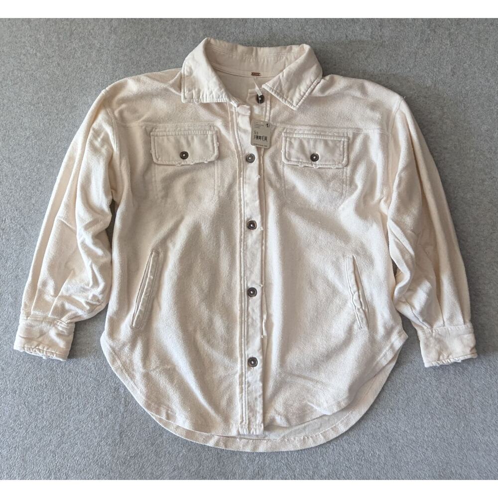 Free People Jacket XS NWT Ruby Oversize Slouchy Distress Raw Shacket Longline